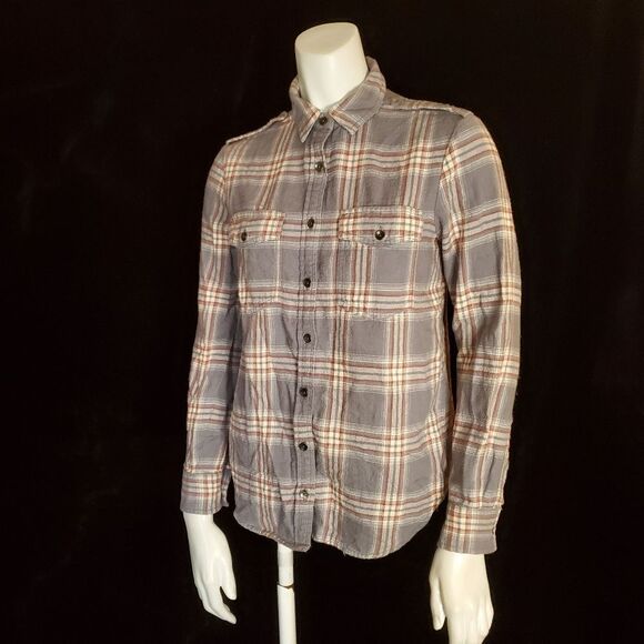 Billabong Gray, Red, & Cream Plaid Button Down Shirt (S) - Picture 2 of 6